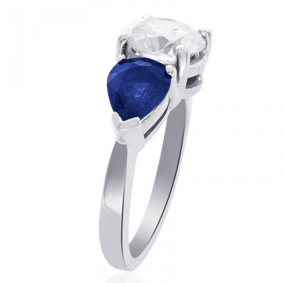 4.31 Carat Diamond Blue Ceylon Sapphire Ring - Picture 2 of 3